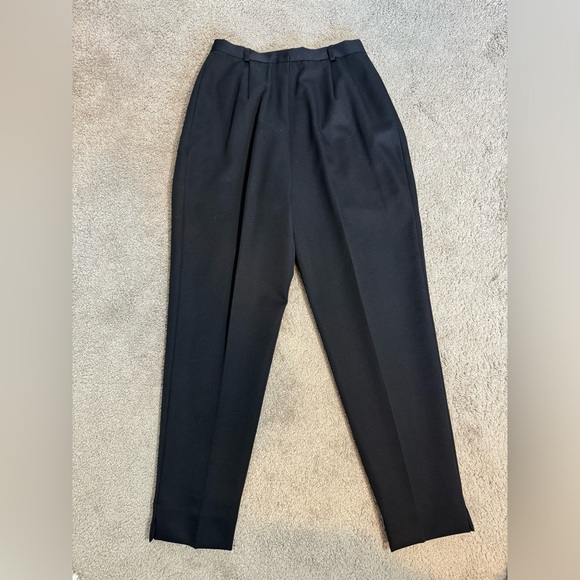 CLASSIQUES ENTIER Black Slacks Size 8P pleated fully lined pure new wool 80’s - Picture 4 of 11